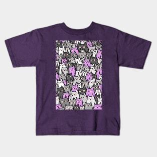 Cat Party - Gray Purple Kids T-Shirt